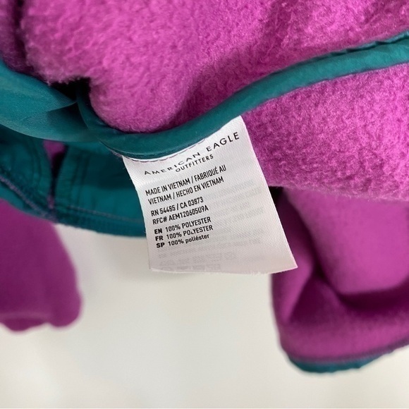 American Eagle Small Purple Sherpa Teddy Pullover Snap‎ Jacket Sweatshirt - Picture 9 of 11